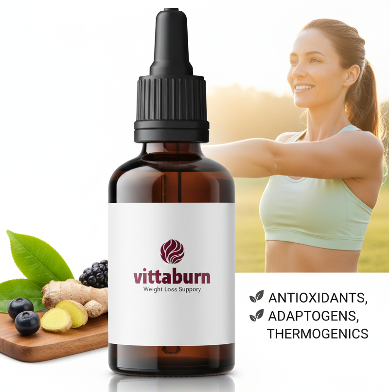 Vittaburn weight loss drops with antioxidants, adaptogens, and thermogenic ingredients.